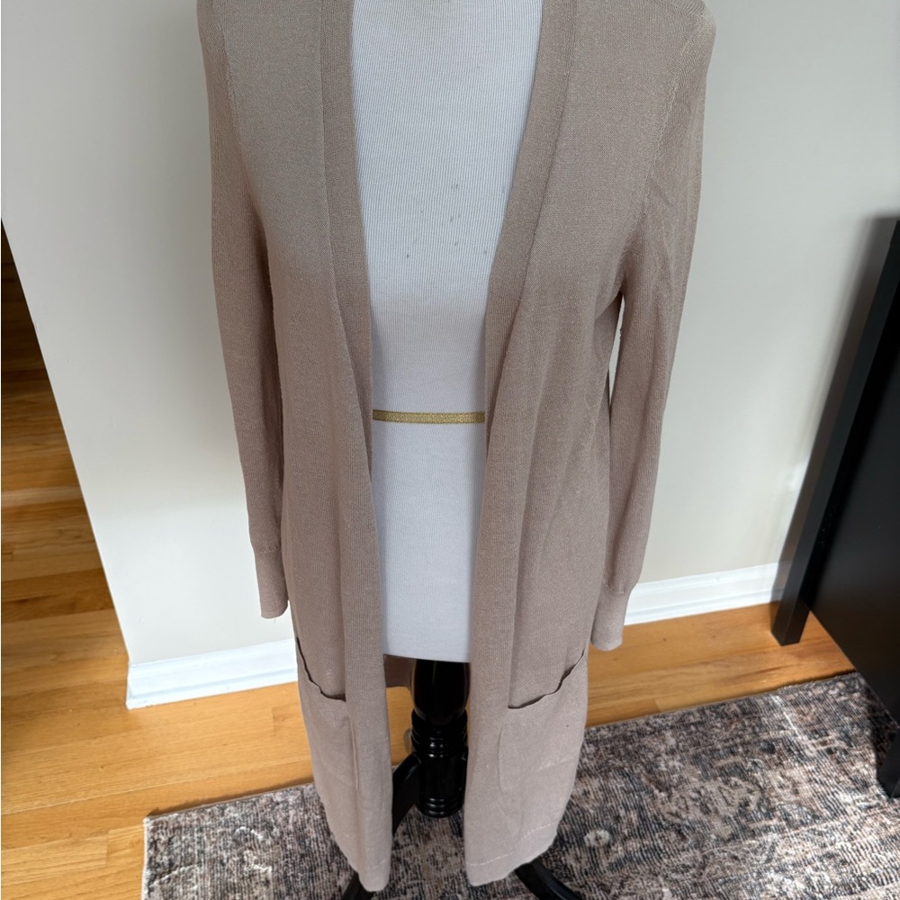 Halogen Tan Long Cardigan Sweater, Sz M